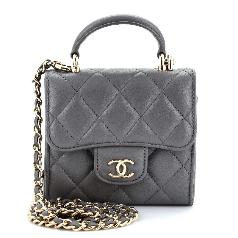 Luxury brand bags on saleSquare Classic Flap Top Handle Clutch with Chain Quilted Lambskin