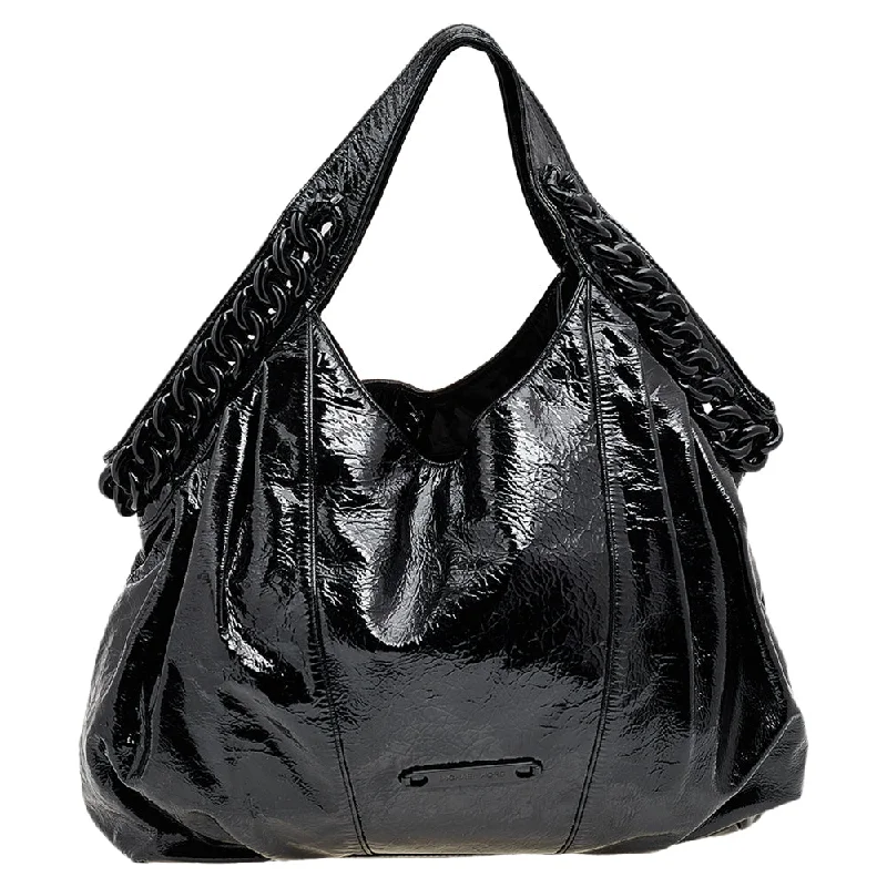 Michael Michael Kors Bags for business seminars to hold important documentsBlack Patent Leather Chain Hobo