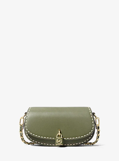 Michael Michael Kors Bags for influencers to carry at eventsMK Mila Small Hand-Stitched Leather Shoulder Bag - Green - Michael Kors