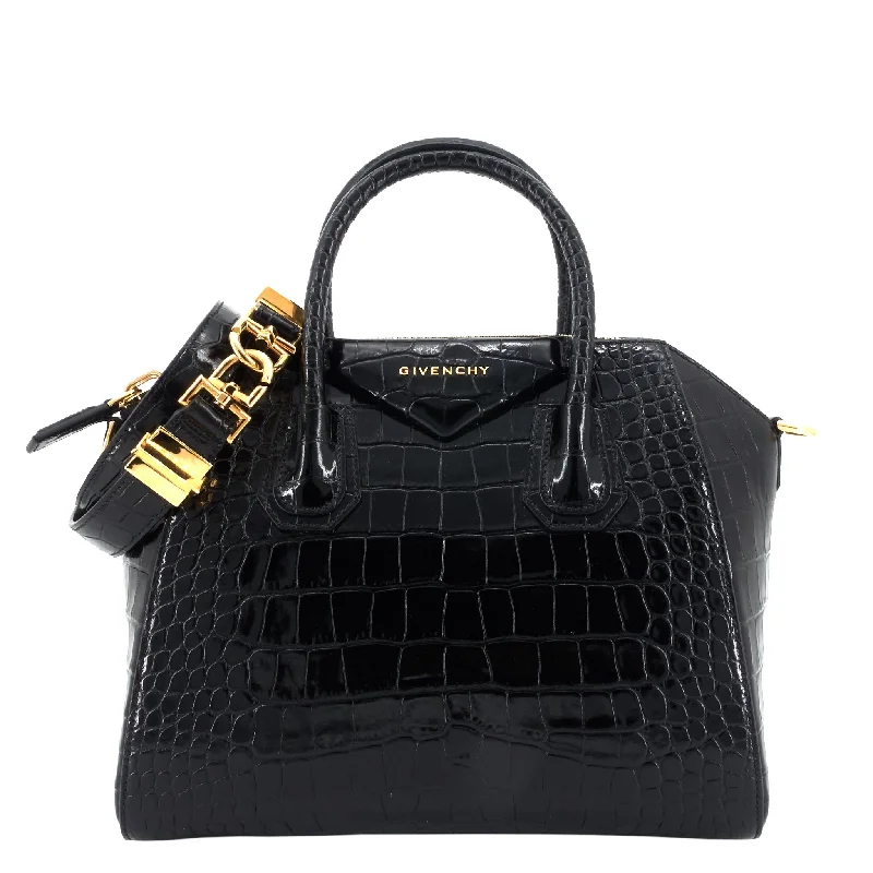 Vegan leather handbagsAntigona Small Crocodile Embossed Leather Bag