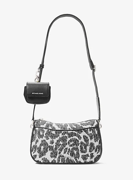 Michael Michael Kors Bags for backpackers who want a touch of luxuryMK Jet Set Medium Leopard Logo Crossbody Bag with Case for Apple AirPods ProÂ® - Black - Michael Kors