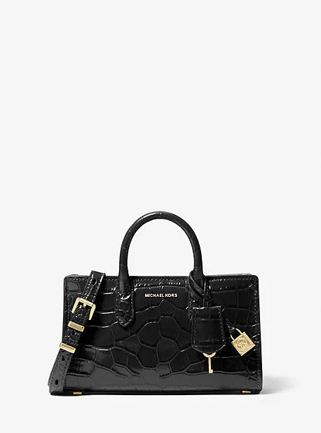 Michael Michael Kors travel bags with multiple compartmentsMK Scarlett Extra-Small Crocodile Embossed Leather Crossbody Bag - Black - Michael Kors