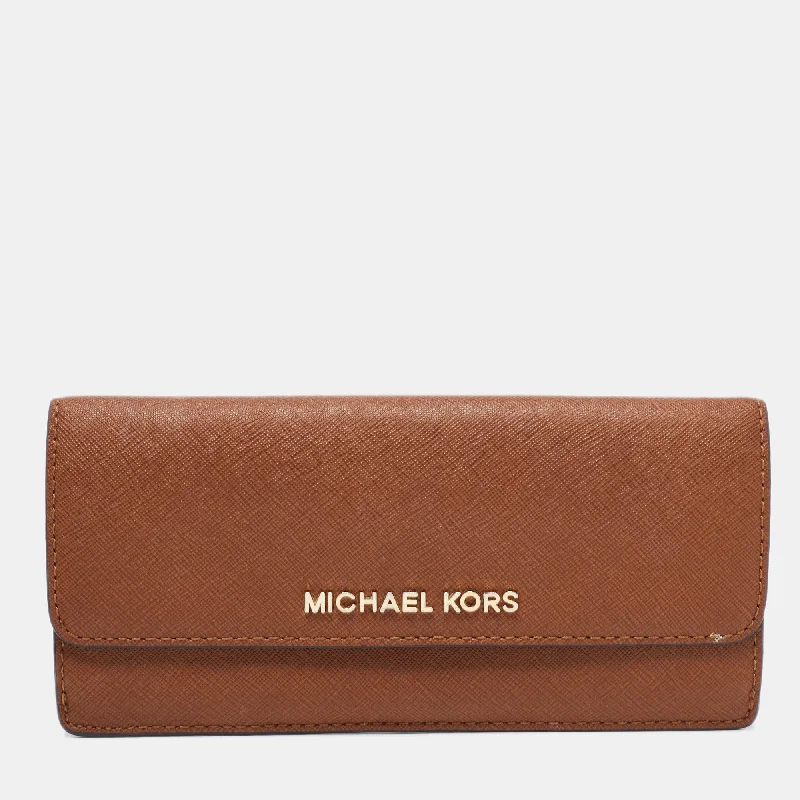 Michael Michael Kors Bags for couples traveling together in a coordinated styleBrown Leather Continental  Wallet