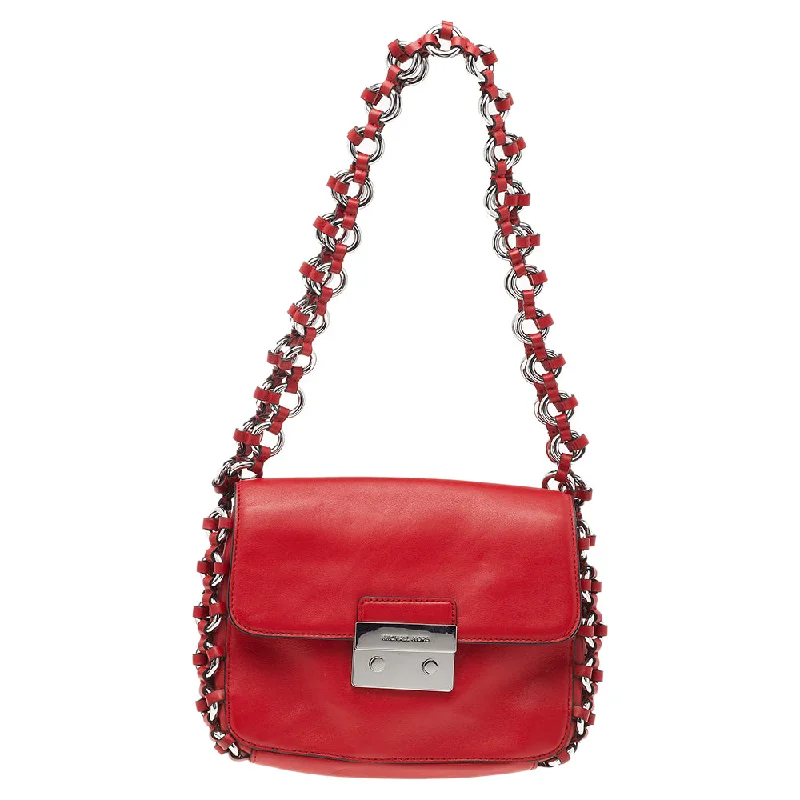 Michael Michael Kors Bags for cultural events in a style that reflects the occasionRed Leather Piper Flap Shoulder Bag