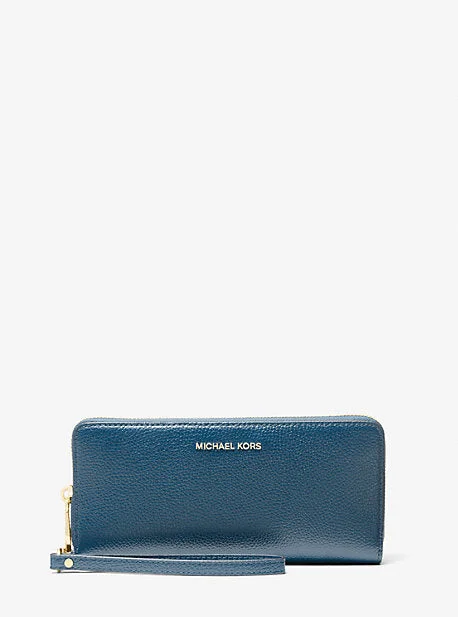 Michael Michael Kors Bags for photography workshops to hold camera equipmentMK Jet Set Travel Large Pebbled Leather Continental Wallet - Blue - Michael Kors