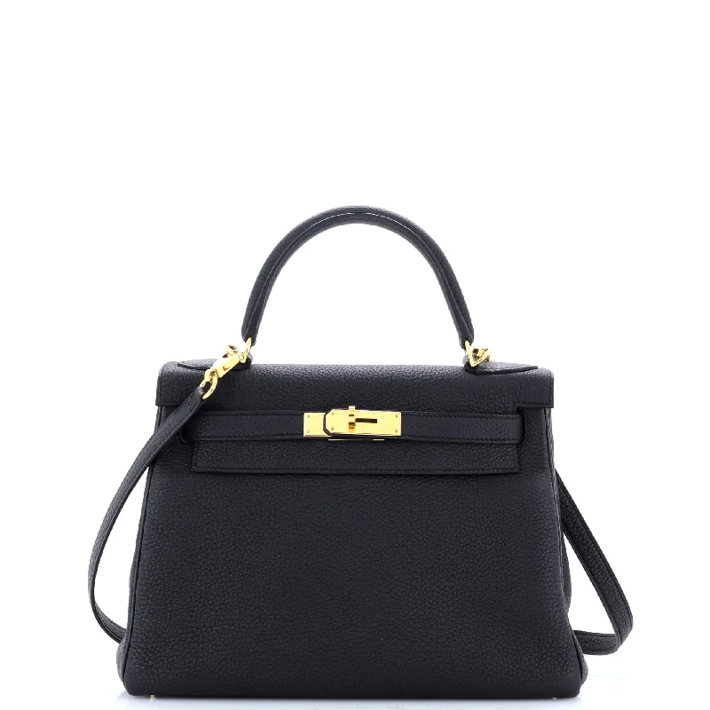 Customizable monogram bagsKelly Handbag Noir Togo with Gold Hardware 28