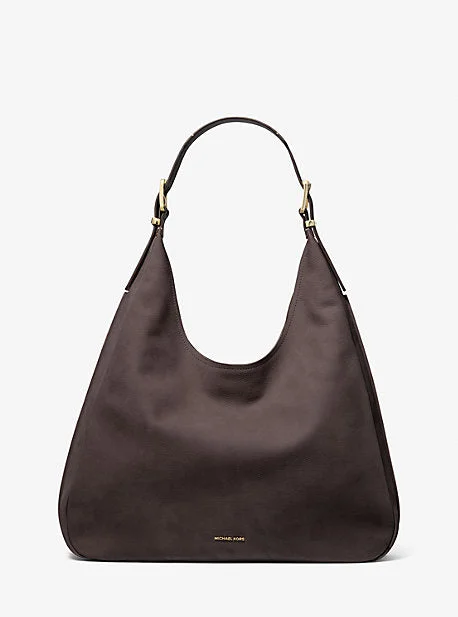 Michael Michael Kors Bags for cruise vacations with a nautical - inspired lookMK Nolita Large Nubuck Hobo Shoulder Bag - Brown - Michael Kors