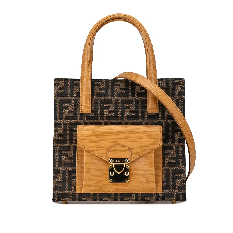 Brown Fendi Zucca Canvas Front Pocket Tote Satchel