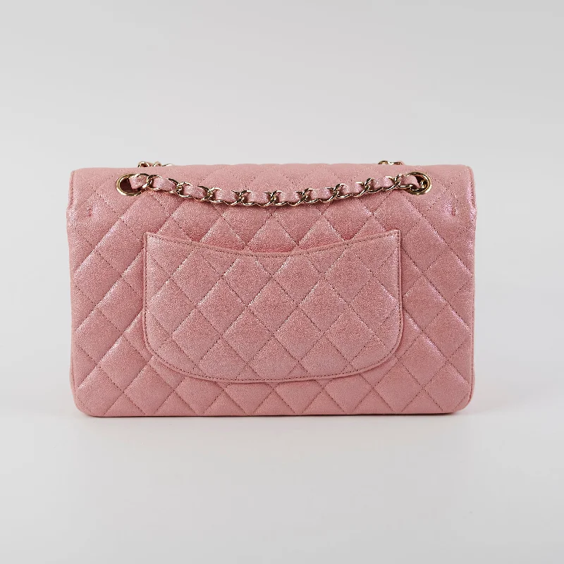 Chanel bags for women with a taste for high fashionChanel Medium/Large Caviar Double Classic Flap Iridescent Pink