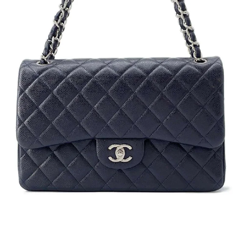 Chanel bags perfect for everyday elegCHANEL Matelasse W Flap ChainShoulder Bag Navy A58600 Caviar Leather Size 30