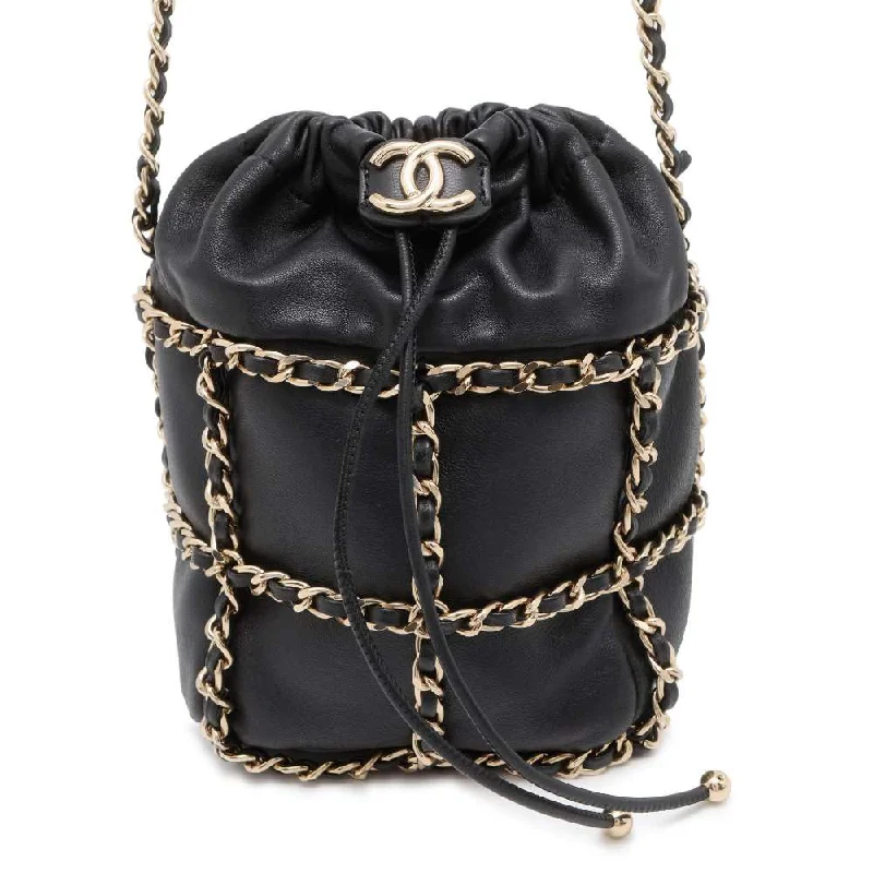 Chanel Classic Flap Bag for Evening PartyCHANEL Drawstring Bag Chain Shoulder Bag Black AS2314 Lambskin