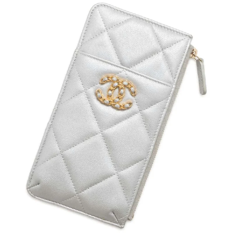 Chanel bags with intricate metal hardwareCHANEL Phone & Card Case Silver AP1182 Lambskin