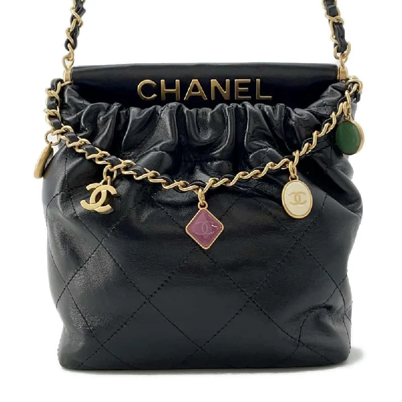 Chanel Lightweight Handbag for Daily ErrandsCHANEL 22 ChainShoulder Black AS3793 Lambskin Size Mini