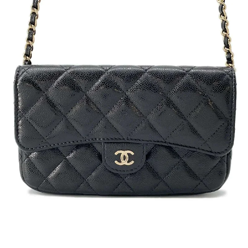 Chanel bags with leather and tweed combinationsCHANEL Matelasse Timeless Classics Flap Phone Case Black AP2096 Caviar Leather