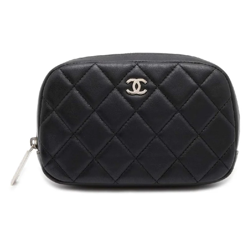 Chanel Chain Strap Handbag for Everyday UseCHANEL Matelasse Pouch Black A80909 Lambskin