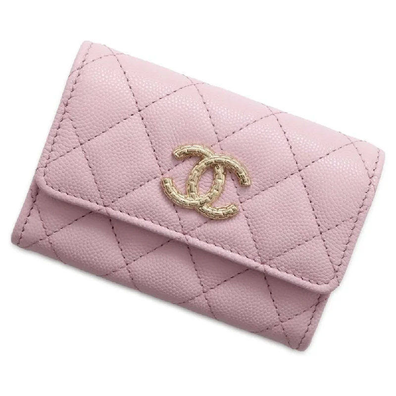 Chanel bags with leather and tweed combinationsCHANEL Matelasse Logo Flap Coin/Card Case Pink AP4093 Caviar Leather