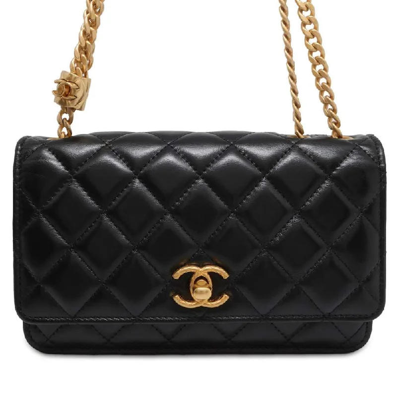 Chanel Chain Strap Handbag for Everyday UseCHANEL Matelasse Chain wallet Black Lambskin