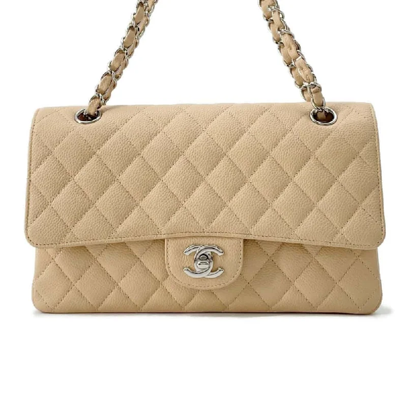 Chanel bags for women with minimalist styleCHANEL Matelasse25 W Flap ChainShoulder Bag Beige A01112 Caviar Leather Size 25