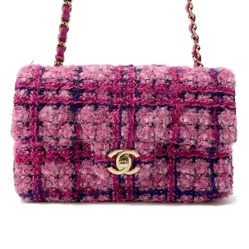 Chanel bags with exclusive seasonal releasesCHANEL Mini Classic Shoulder Bag Pink/Fuchsia/Navy Blue/Black A69900 Wool  Cotton Mix Fiber Size 20