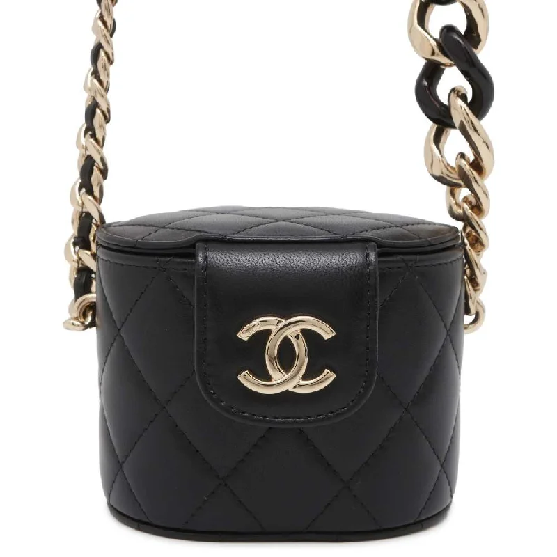 Chanel bags for women with a taste for high fashionCHANEL Matelasse Mini Vanity ChainShoulder Bag Black AP2428 Lambskin Denim Size Mini