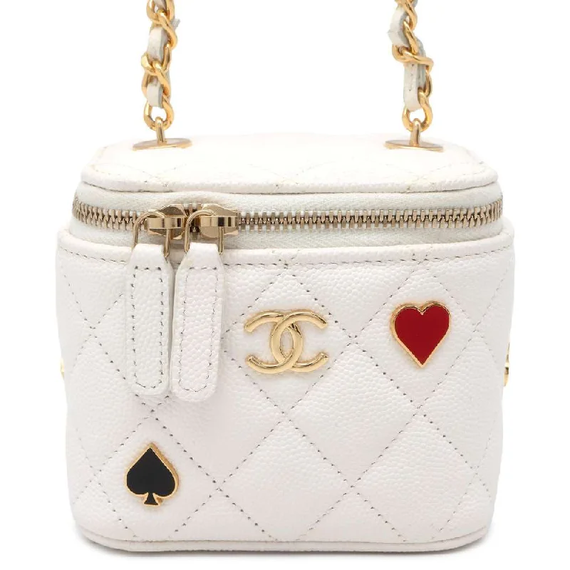 Chanel Limited Edition Handbag for CollectorsCHANEL Matelasse Trump Vanity Bag White AP3078 Caviar Leather Size Small