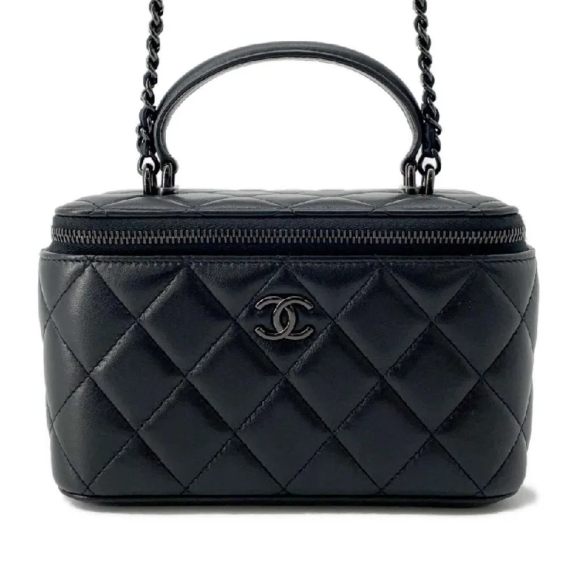 Chanel All - Match Handbag for Versatile StylingCHANEL Matelasse 2WAY Vanity Case Black AP2199 Lambskin