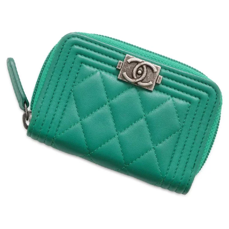 Chanel bags with modern touchesCHANEL Boy Chanel Zip AroundCoin purse Green A80602 Lambskin