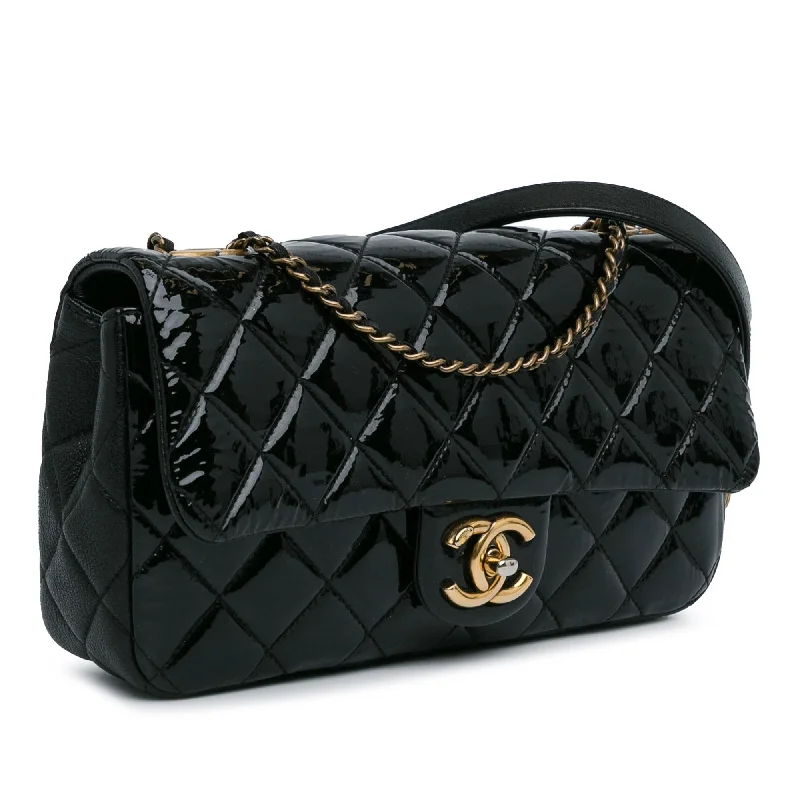 Chanel bags with iconic stitching detailsChanel Medium Patent Goatskin CC Eyelet Flap (7lc5oU)