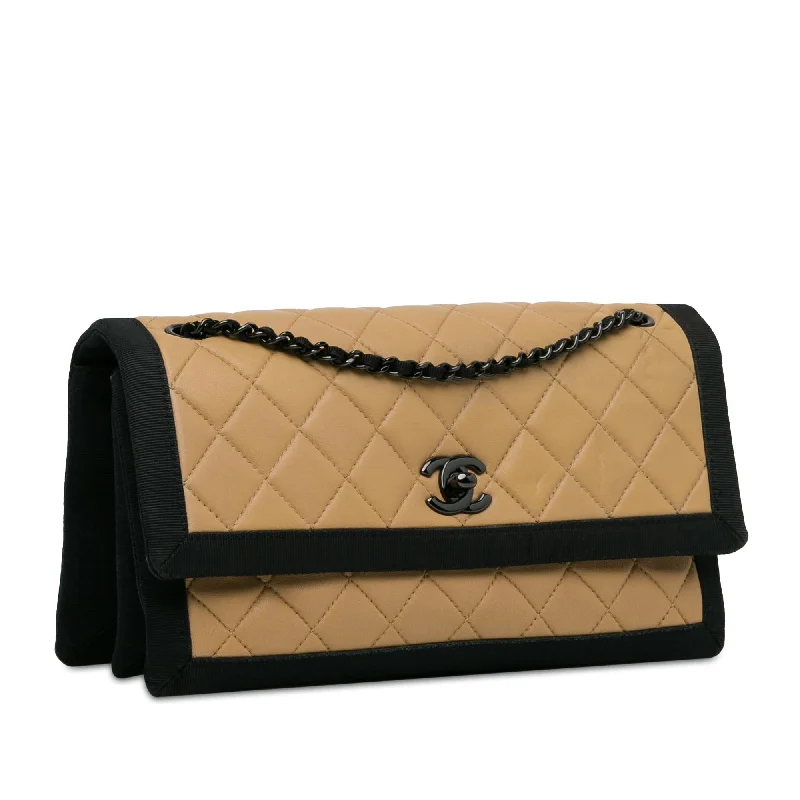 Chanel bags with the perfect balance of luxury and functionalityChanel Medium Quilted Lambskin Grosgrain Two Tone Flap (DMF9AJ)