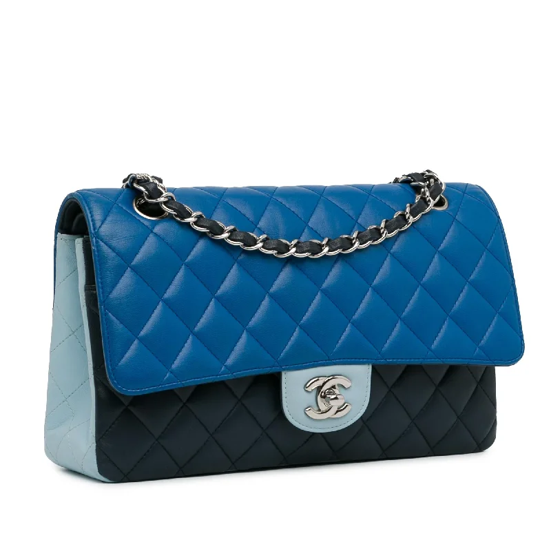 Chanel Handbag with Adjustable Strap for ComfortChanel Medium Tricolor Lambskin Double Flap (9xy5Fb)