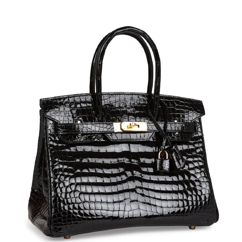 Hermes Birkin Bags in Matte Alligator Leather for a Sophisticated FinishHermes Birkin 30 Black Shiny Niloticus Crocodile Gold Hardware - Payment 2