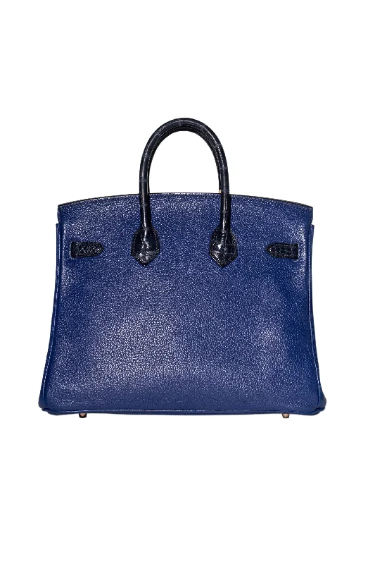 Hermes Birkin Bags with Custom - Engraved Hardware for Personalizationhermes birkin size 25 Touch Bleu Saphir/Bleu Nuit