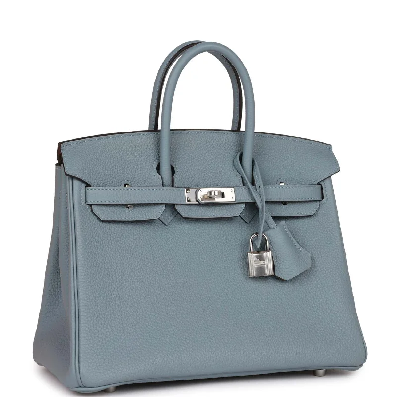 Hermes Birkin Bags in a Light Beige for a Soft and Sophisticated AestheticHermes Birkin 25 Bleu Lin Verso Togo Palladium Hardware