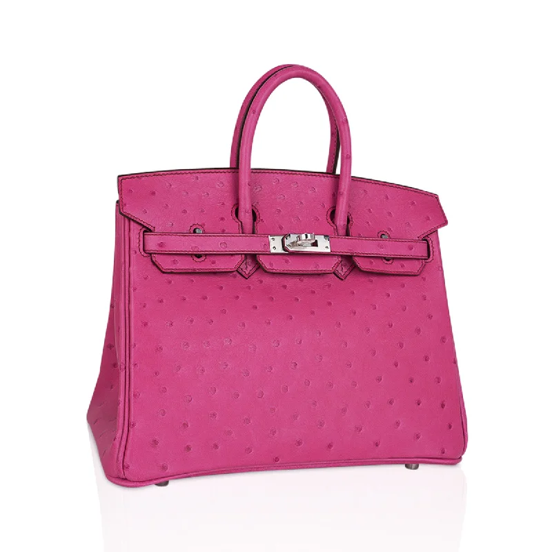 Hermes Birkin Bags with a Braided Leather Handle for a Bohemian TouchHermes Birkin 25 Bag Fuchsia Ostrich with Palladium Hardware