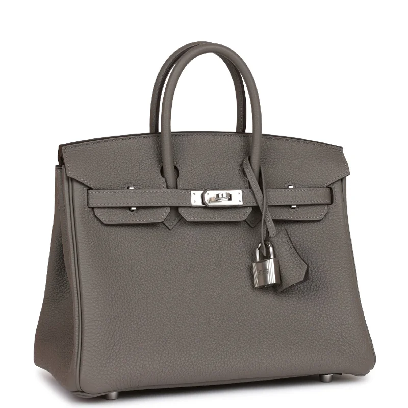 Hermes Birkin Bags in Smooth Box Calf Leather for a Timeless AestheticHermes Birkin 25 Gris Meyer Togo Palladium Hardware