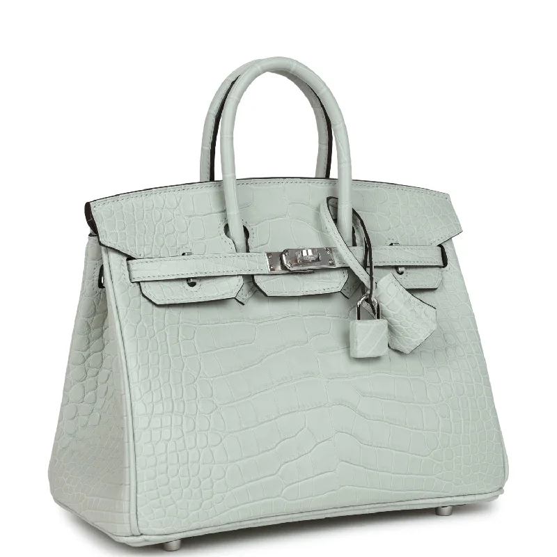 Hermes Birkin Bags in a Shiny Patent Leather Finish for a Glossy LookHermes Birkin 25 Gris Neve Matte Alligator Palladium Hardware