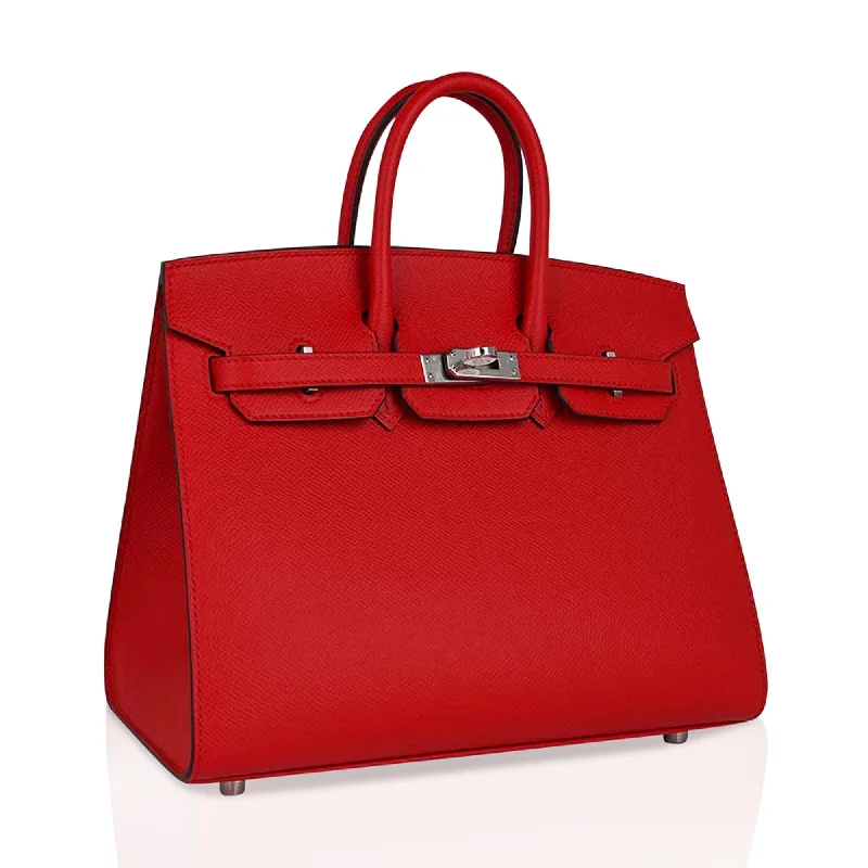 Hermes Birkin Bags with a Magnetic - Closure Interior PocketHermes Birkin 25 Bag Sellier Rouge De Couer Epsom Leather with Palladium Hardware