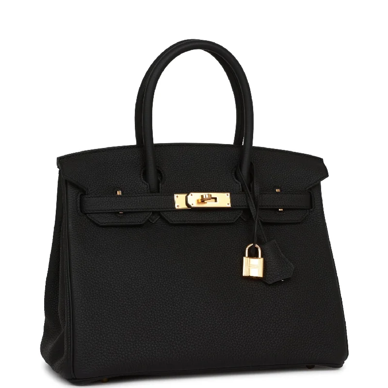 Hermes Birkin Bags with Custom - Engraved Hardware for PersonalizationHermes Birkin 30 Black Togo Gold Hardware