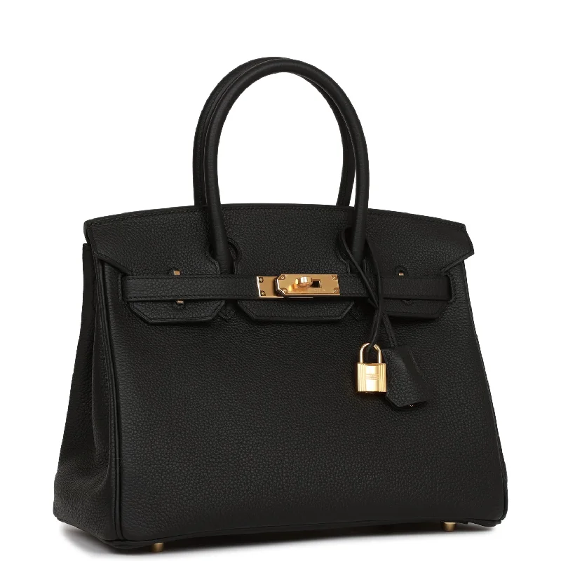 Hermes Birkin Bags with Hand - Stitched Detailing for Artisanal AppealHermes Birkin 30 Black Togo Gold Hardware