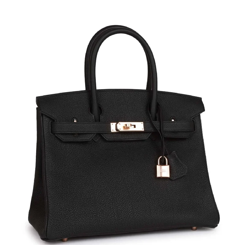 Hermes Birkin Bags with a Beaded Leather Strap for a Bohemian - Glamour LookHermes Birkin 30 Black Togo Rose Gold Hardware