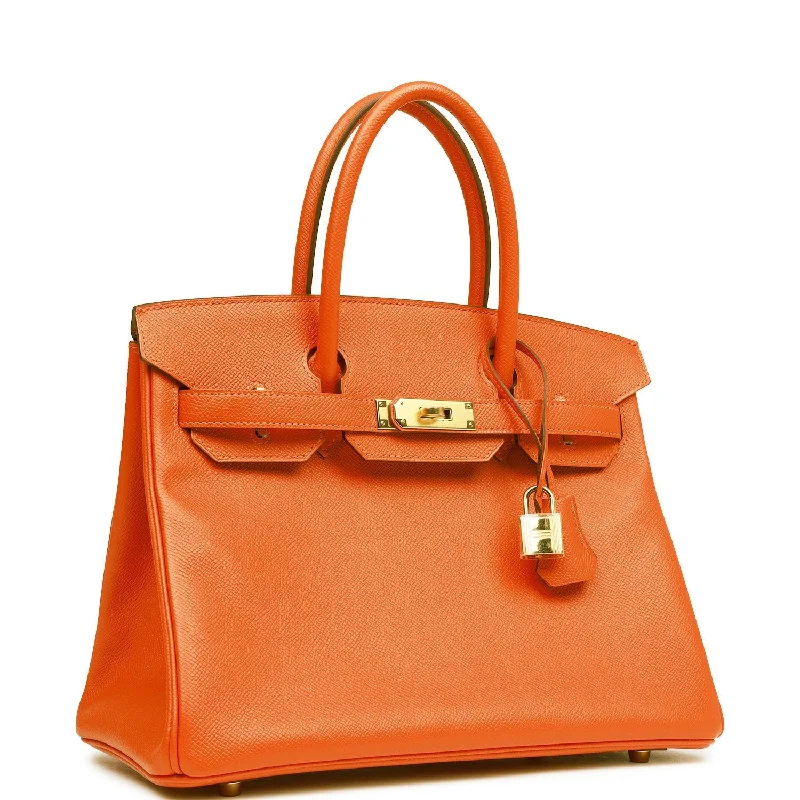 Hermes Birkin Bags with Custom - Engraved Hardware for PersonalizationHermes Birkin 30 Feu Epsom Gold Hardware