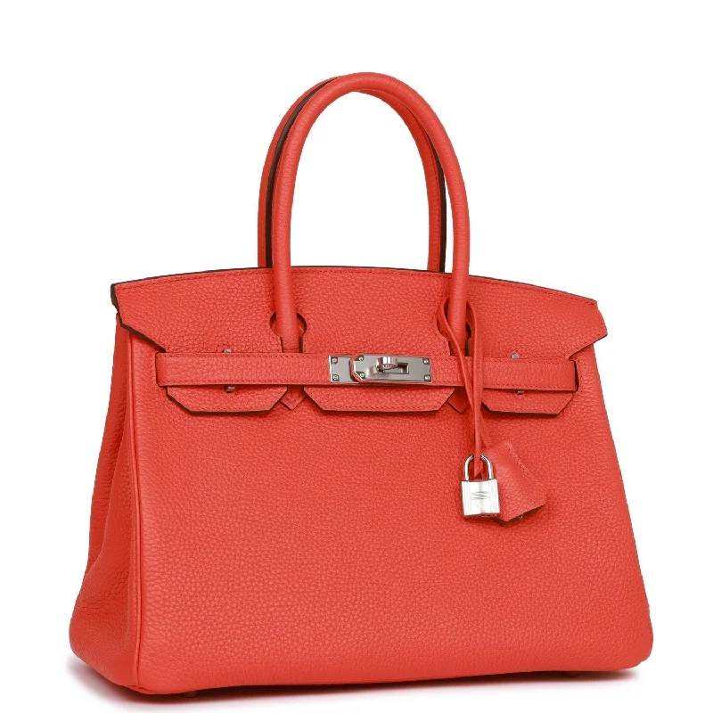 Hermes Birkin Bags with a Gold - Plated Lock and Key SetHermes Birkin 30 Orange Poppy Verso Togo Palladium Hardware