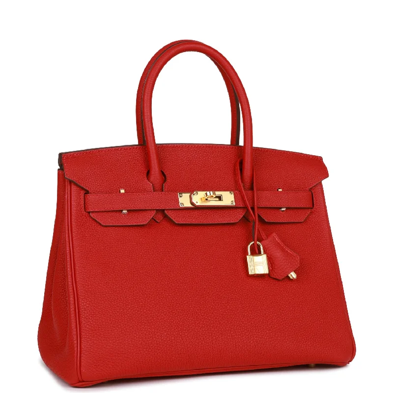 Hermes Birkin Bags with a Detachable Shoulder Pad for ComfortHermes Birkin 30 Rouge Casaque Togo Gold Hardware