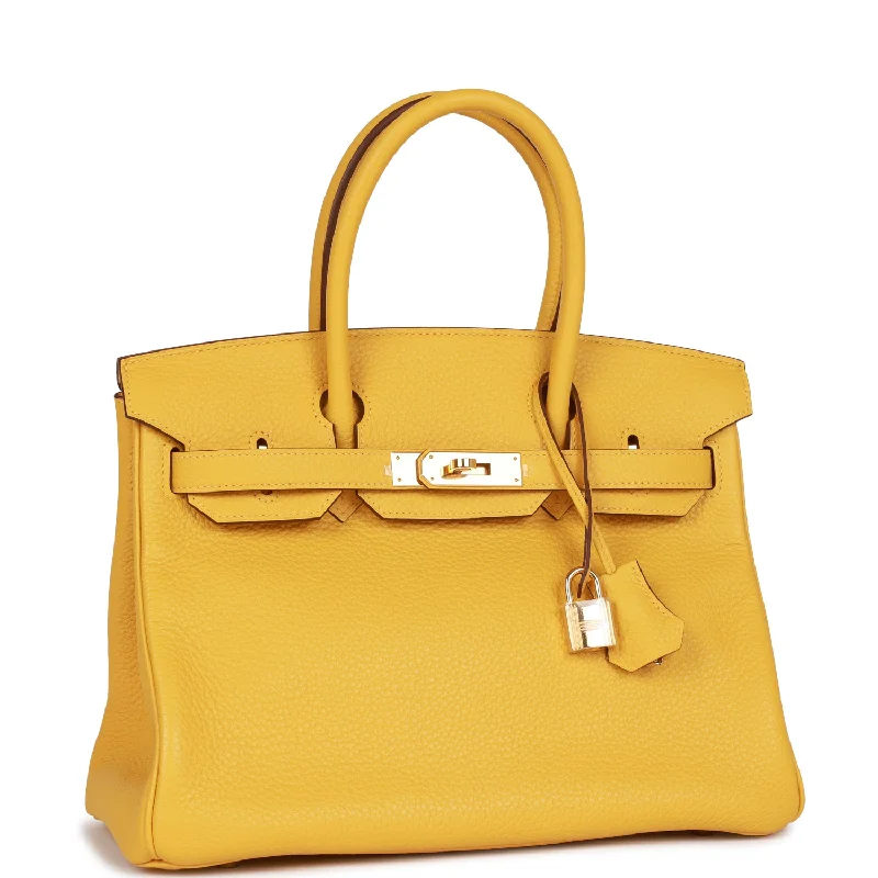 Hermes Birkin Bags with a Detachable Keychain HolderHermes Birkin 30 Soleil Clemence Gold Hardware