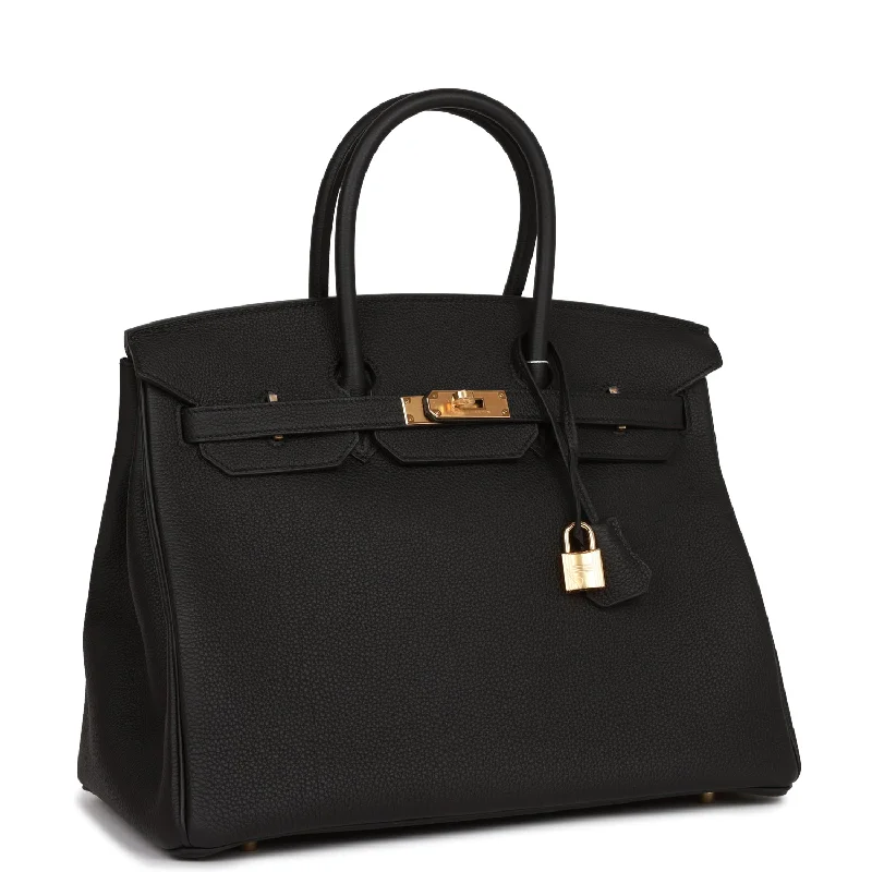 Hermes Birkin Bags with a Woven Leather Strap DetailHermes Birkin 35 Black Togo Gold Hardware