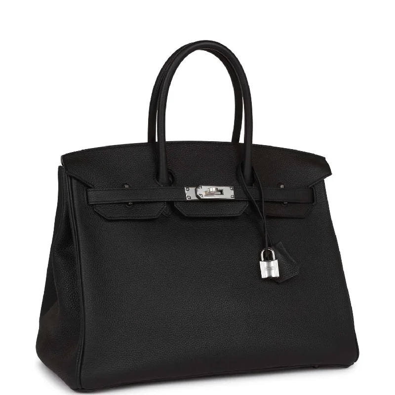 Hermes Birkin Bags with a Crystal - Embellished Lock for Added LuxuryHermes Birkin 35 Black Togo Palladium Hardware