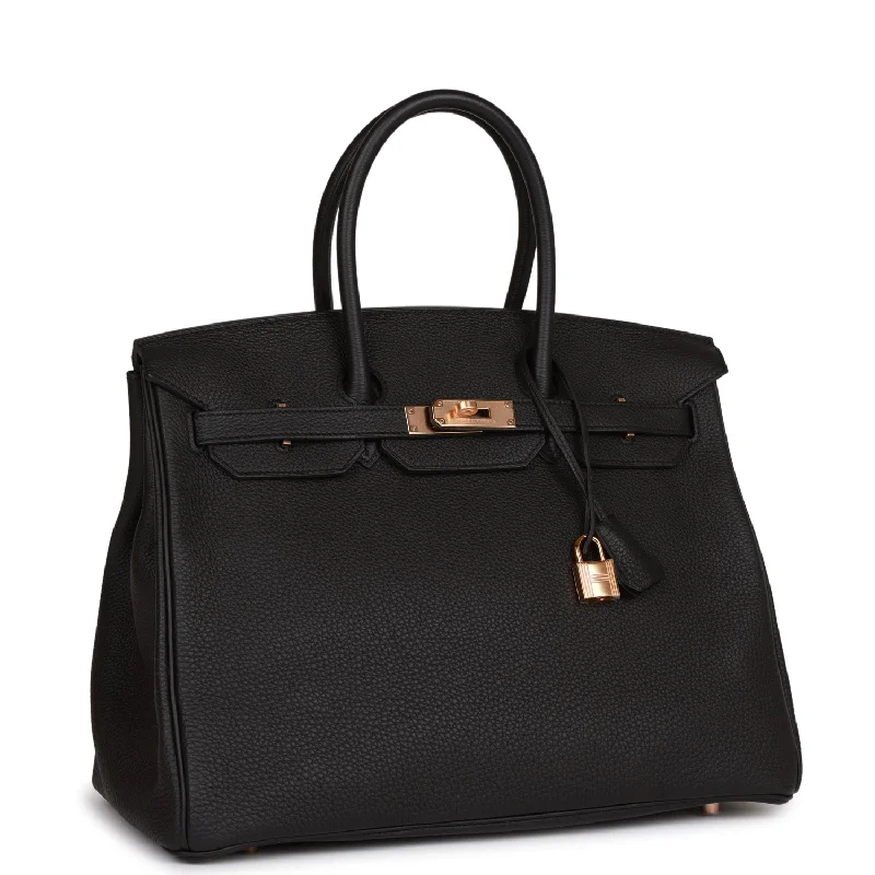 Hermes Birkin Bags with a Hidden Magnetic Closure for Discreet SecurityHermes Birkin 35 Black Togo Rose Gold Hardware