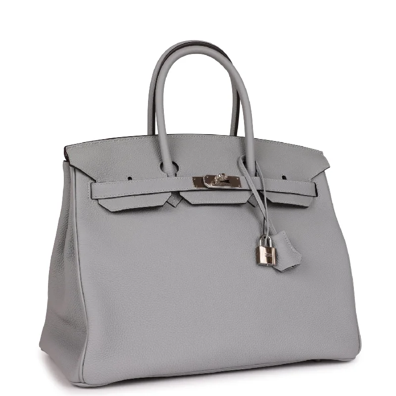 Hermes Birkin Bags with a Two - Tone Leather Design for Visual InterestHermes Birkin 35 Bleu Glacier Togo Palladium Hardware