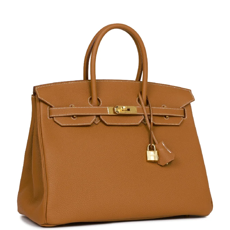 Hermes Birkin Bags with a Snap - Fastened Front Pocket for Easy AccessHermes Birkin 35 Gold Togo Gold Hardware