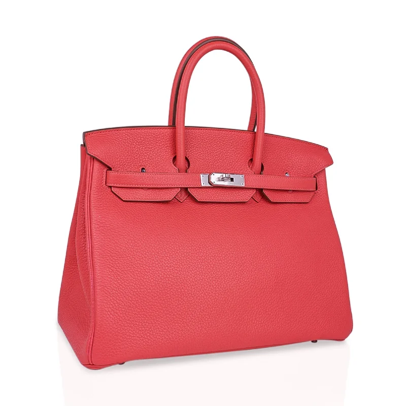 Hermes Birkin Bags in Matte Alligator Leather for a Sophisticated FinishHermes Birkin 35 Bag Rose Jaipur Clemence Leather with Palladium Hardware